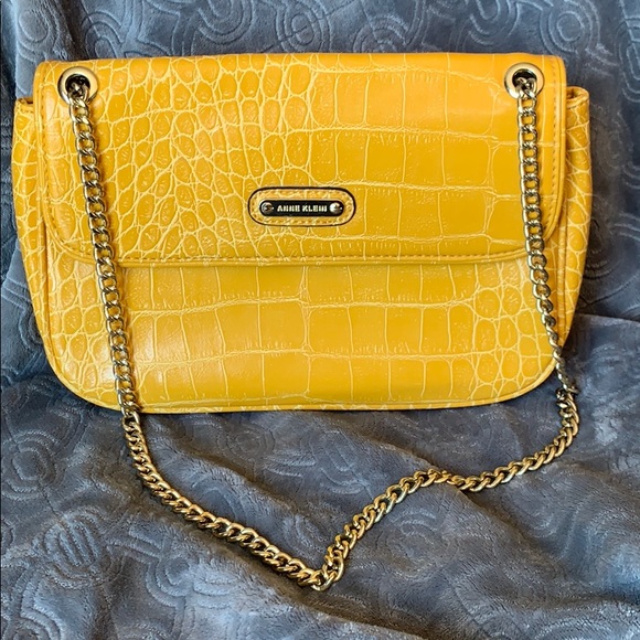 yellow croc purse